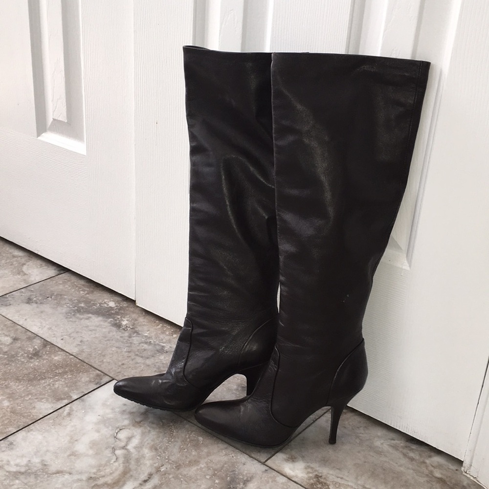 GUISEPPE ZANOTTI REAL LEATHER MADE IN ITALY BROWN KNEE HIGH BOOTS SIZE 37 worn2x
